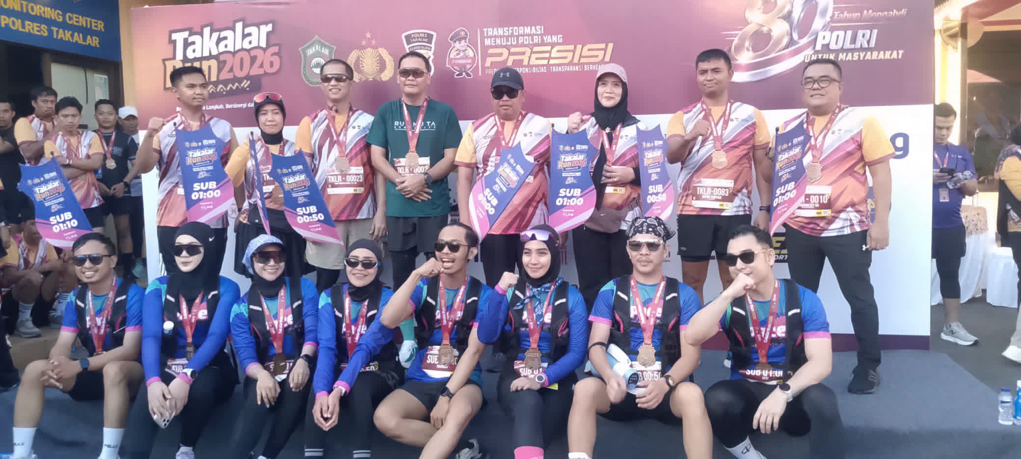Sambut HUT Bhayangkara ke-80, Polres Takakar gelar Lari Sehat